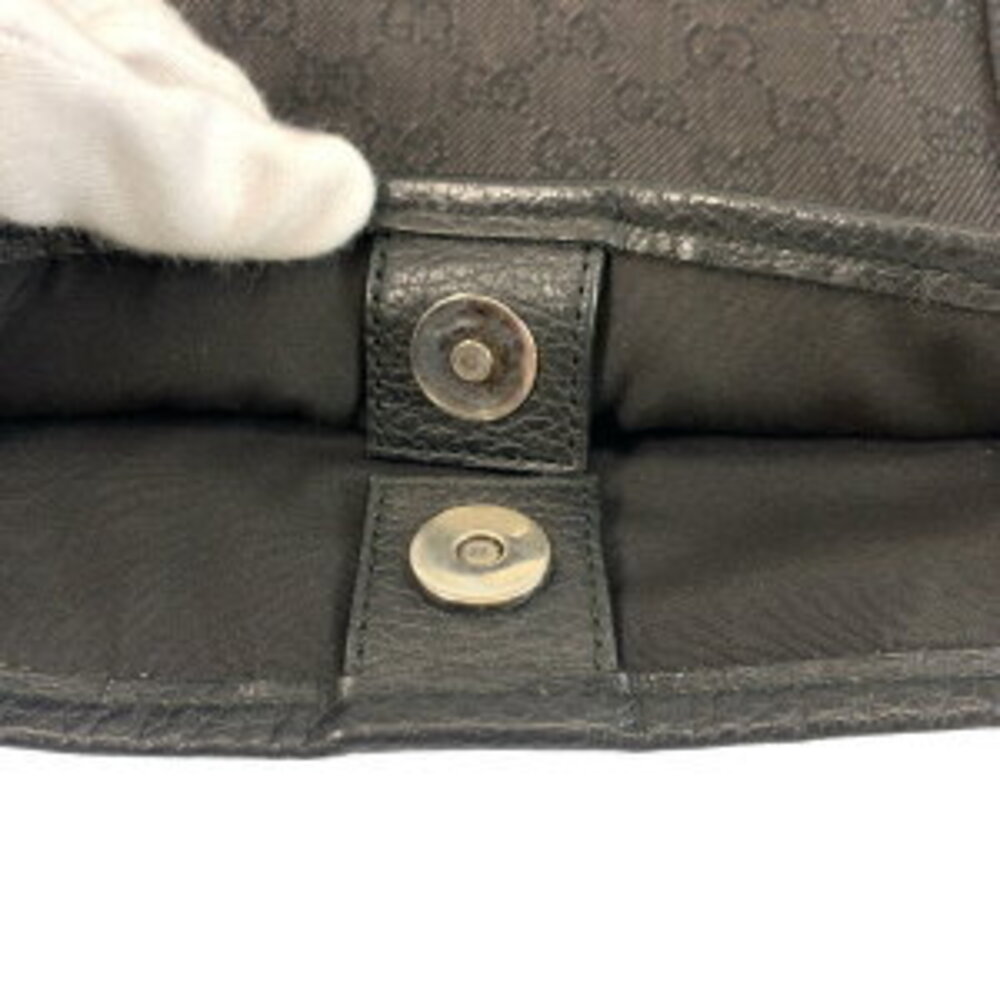 Gucci Black GG Leather Shoulder Canvas Tote Bag - Picture 5 of 10